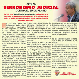 Alto al terrorismo judicial contra Gabriel Castillo